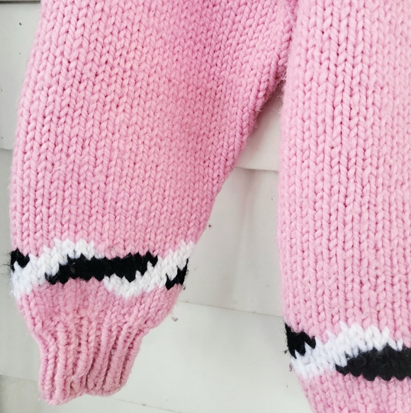 Vintage Girl's Hand Knit Pink Pullover Sweater M - Picture 2 of 5